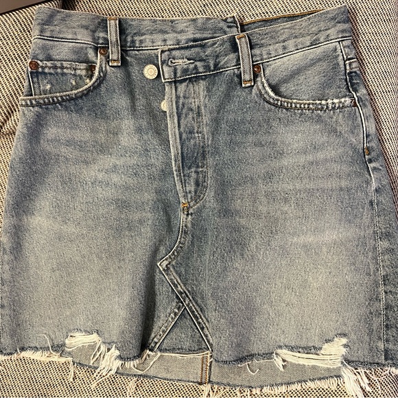 SOLD AGOLDE Blue Criss Cross Miniskirt - Picture 7 of 8